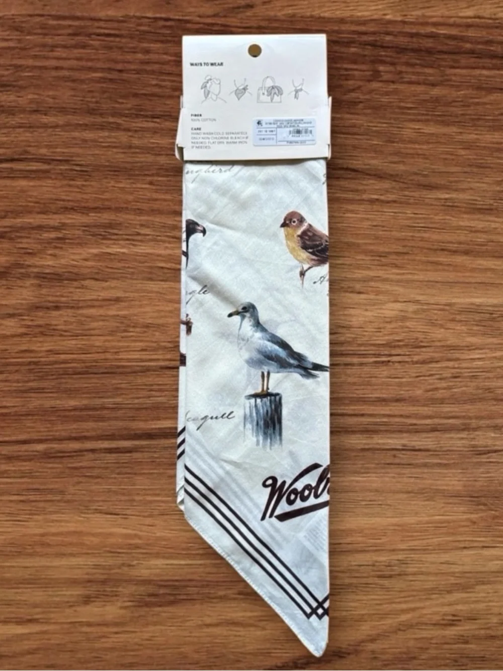 Woolrich Bird Motif Cotton Bandana Scarf